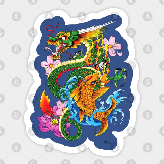 Dragon & Koi Sticker by tigressdragon